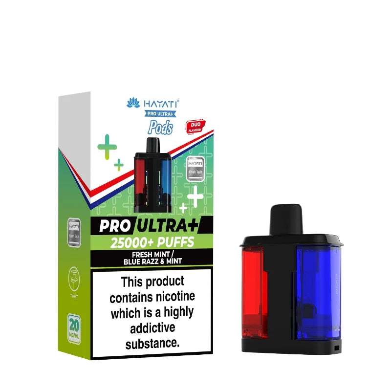 Hayati Pro Ultra Plus 25K Fresh Mint / Blue Razz & Mint Refill Pods
