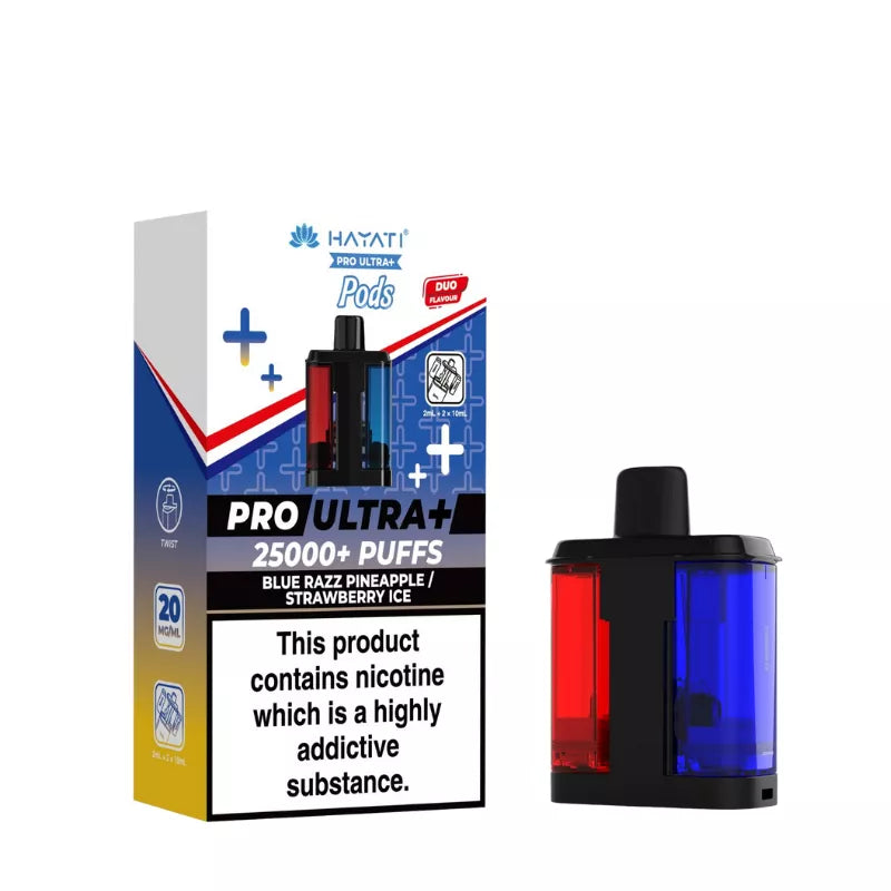Hayati Pro Ultra Plus 25K Blue Razz Pineapple Strawberry Ice Refill Pods