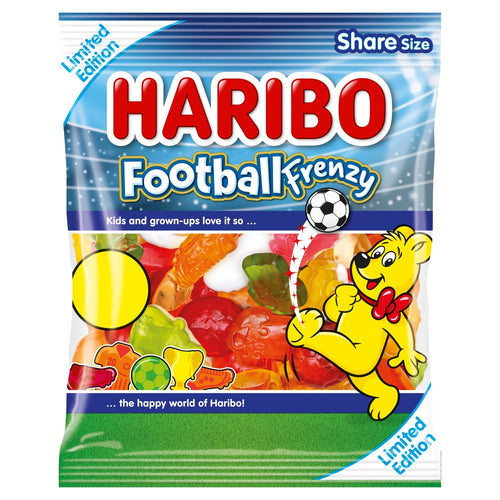 HARIBO Limited Edition Football Frenzy Sweets Sharing Bag 140g × 12 × 1