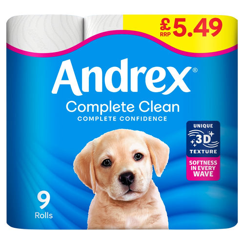 Andrex Complete clean Toilet Tissue 9 × 4 × 1 Roll £5.49 PMP