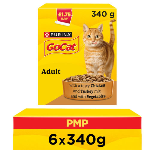 GO-CAT Chicken and Turkey Dry Cat Food 340g PMP 340g × 6 × 1