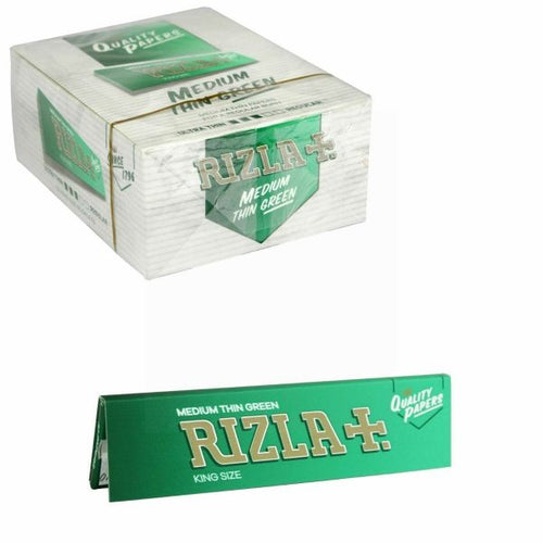 Rizla Cigarette Medium Thin Rolling Paper - Green - King Size - 50 Booklets