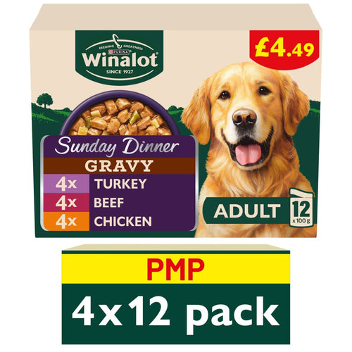 WINALOT Sunday Dinner Mixed in Gravy Wet Dog Food 12x100g PMP