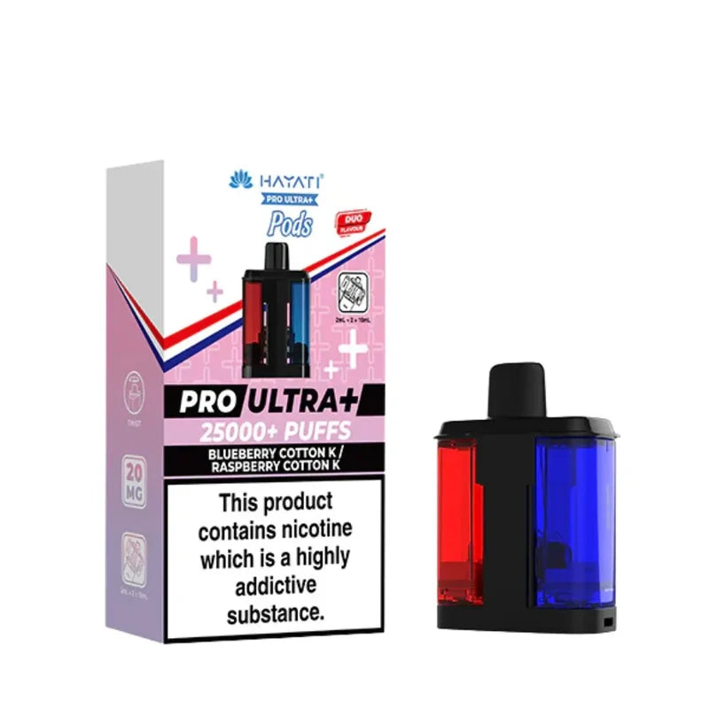Hayati Pro Ultra Plus 25K Blueberry Cotton K Raspberry Cotton K Refill Pods
