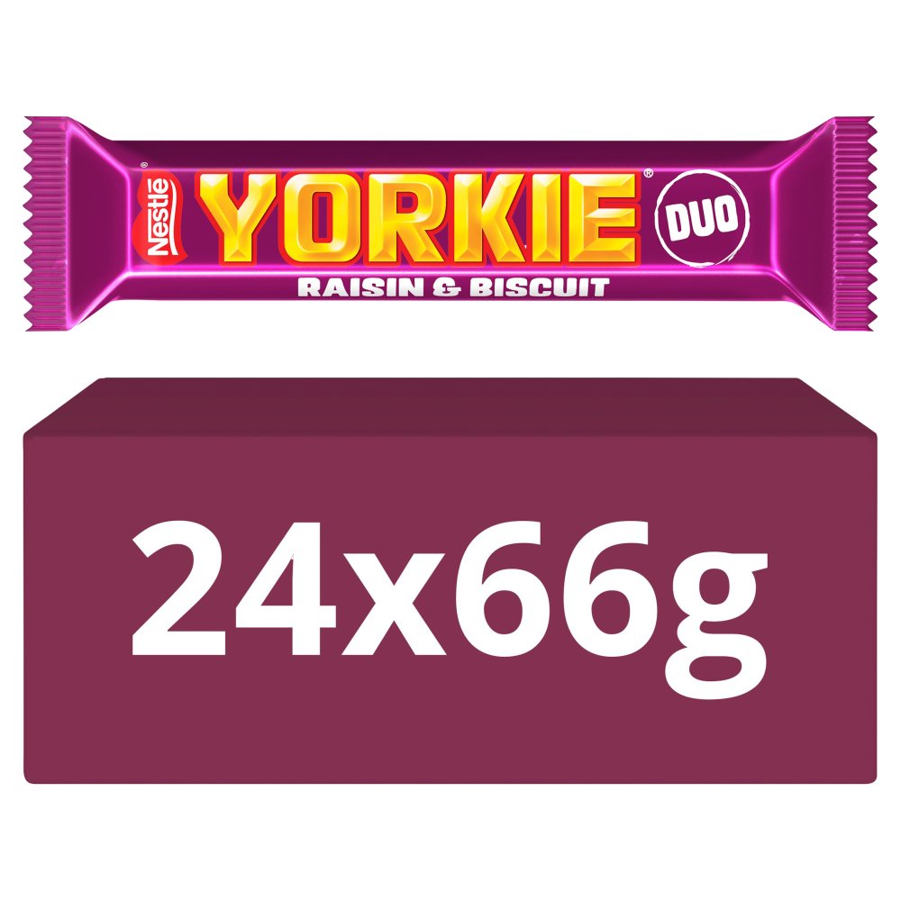 Yorkie DUO Raisin & Biscuit Chocolate Bar 66g × 24 × 1