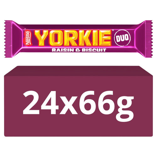 Yorkie DUO Raisin & Biscuit Chocolate Bar 66g × 24 × 1