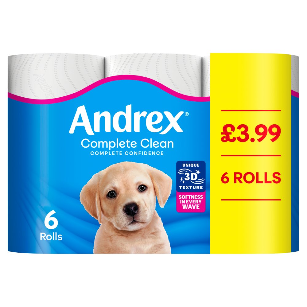 Andrex Complete Clean Toilet Tissue 6 × 4 × 1 Rolls £3.99 PMP
