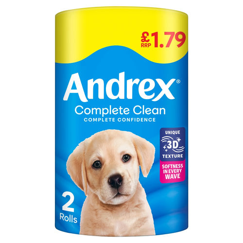 Andrex Complete Clean Toilet Tissue 2 × 12 × 1 Roll PMP £1.79