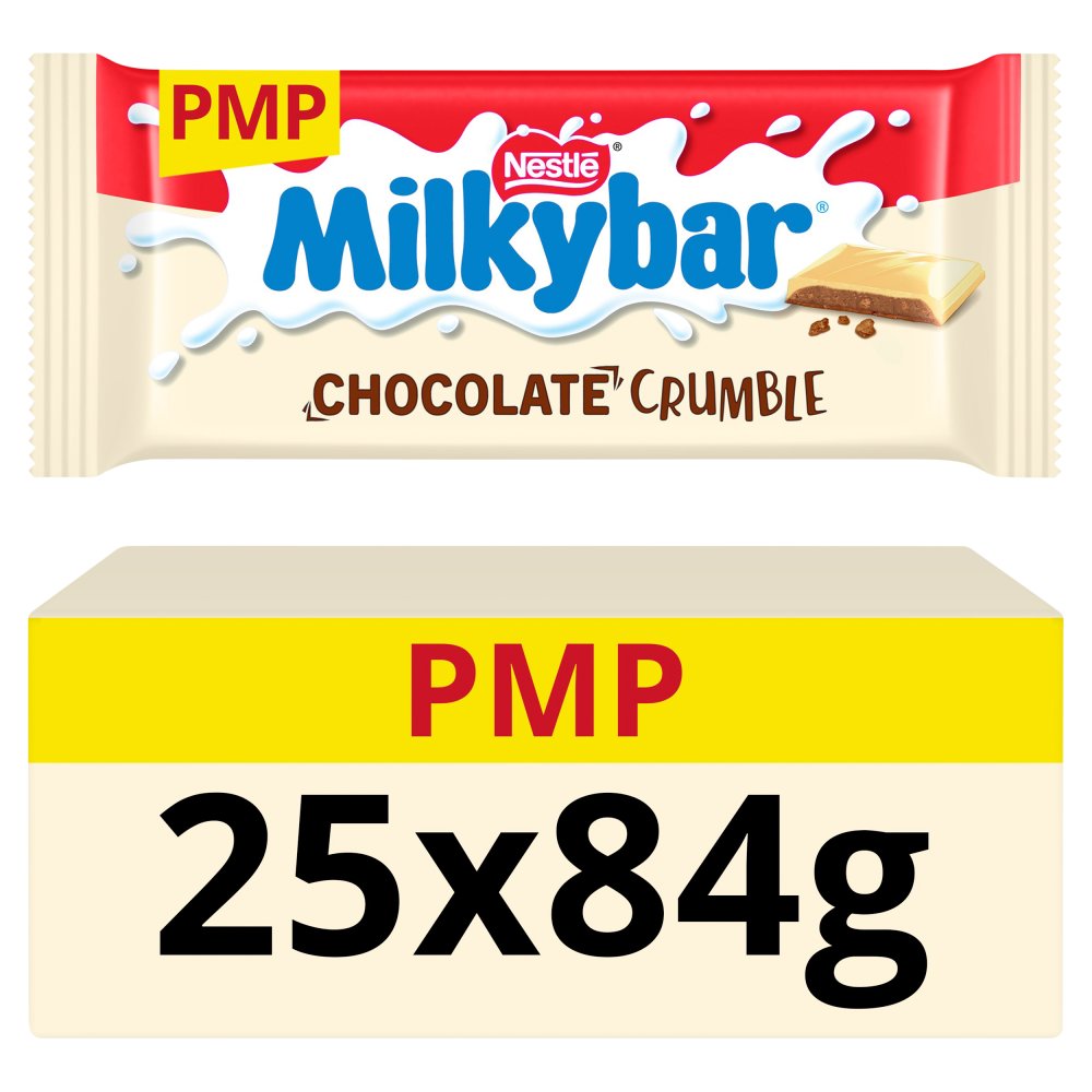 Milkybar Chocolate Crumble White Chocolate Bar 84g × 25 × 1 PMP £1.65
