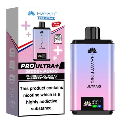 Hayati Pro Ultra+ 25000 Puffs Blueberry Cotton K / Raspberry Cotton K