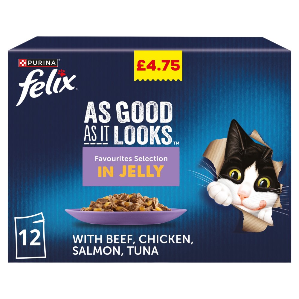 FELIX As Good As it Looks Favourites Selection Wet Cat Food 12x85g PMP 85g × 4 × 1