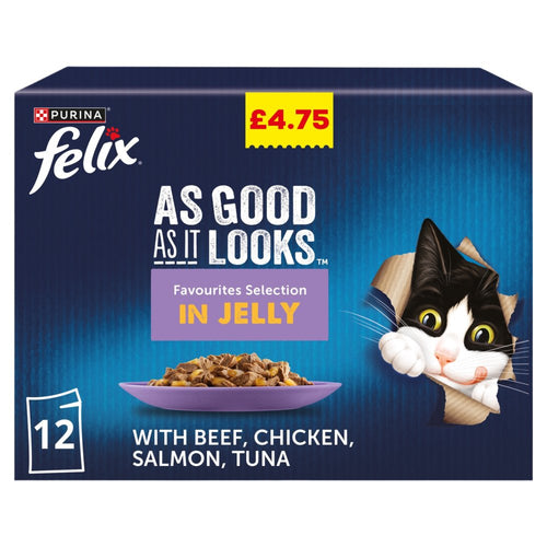 FELIX As Good As it Looks Favourites Selection Wet Cat Food 12x85g PMP 85g × 4 × 1
