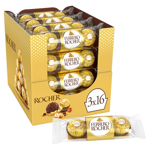 Ferrero Rocher Milk Chocolate Hazelnut Pralines Treat Pack 3 Pieces 37.5g T3 × 16 × 1