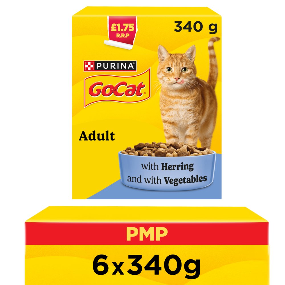 GO-CAT Herring with Vegetables Dry Cat Food 340g PMP 340g × 6 × 1
