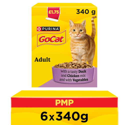 GO-CAT Chicken and Duck Dry Cat Food 340g PMP 340g × 6 × 1