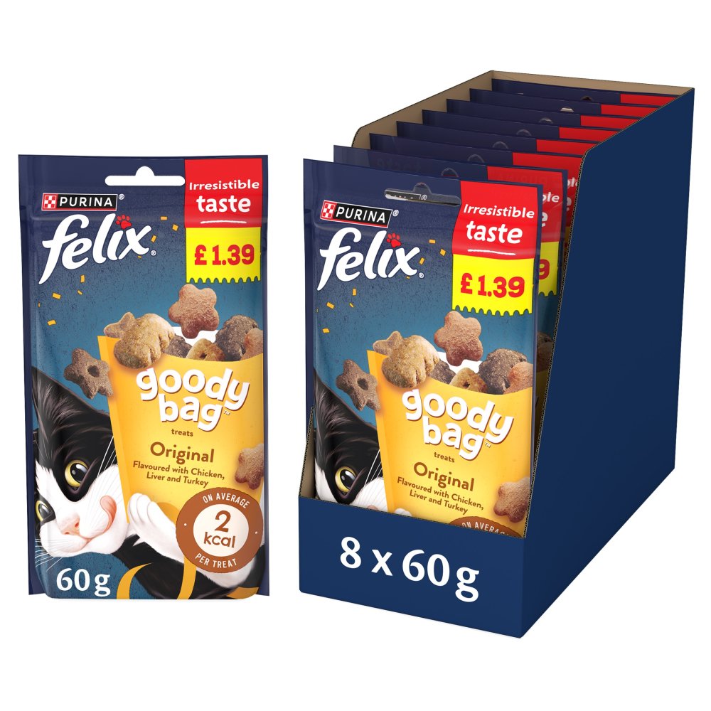 FELIX Goody Bag Original Mix Cat Treats 60g PMP 60g × 8 × 1  £5.59