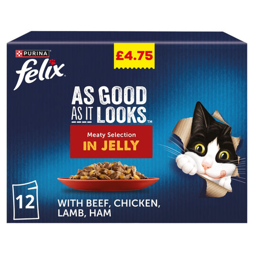 FELIX As Good As it Looks Meaty Selection in Jelly Wet Cat Food 12x85g PMP 85g × 4 × 1