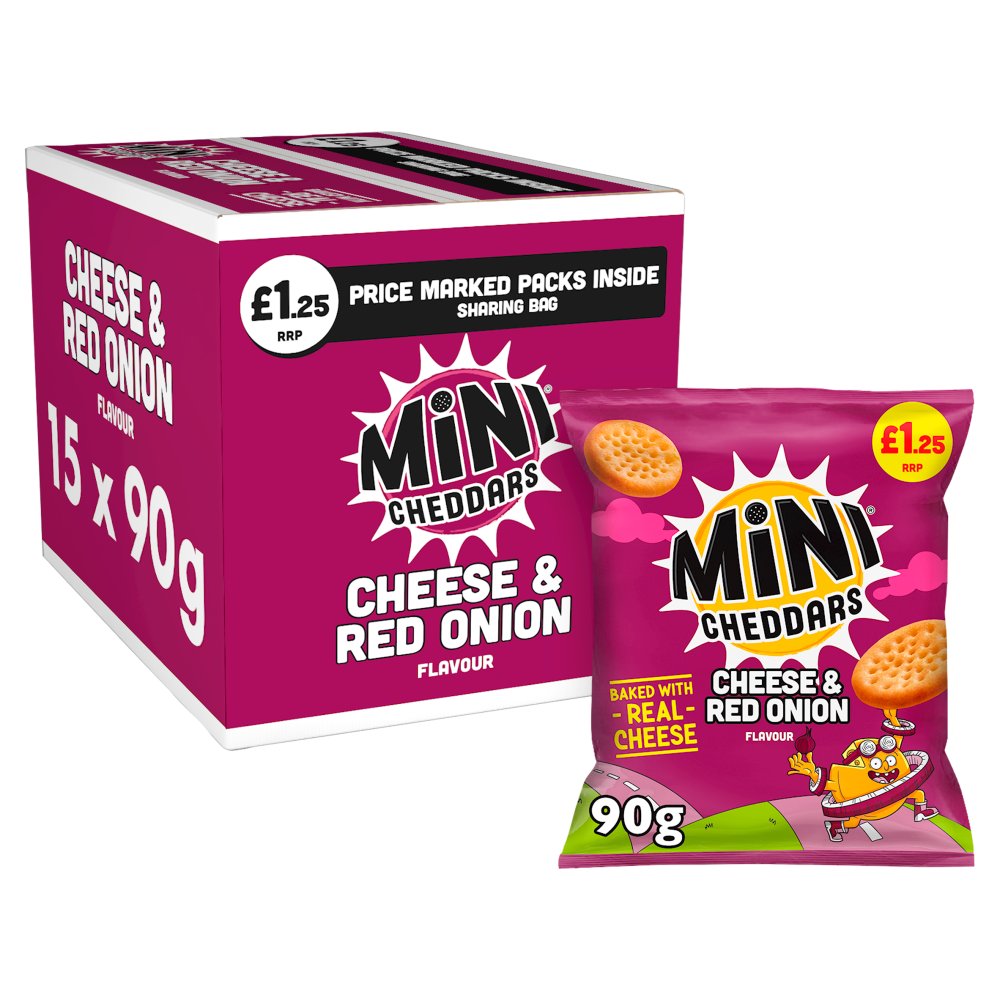 Mini Cheddars Cheese & Red Onion Flavour 90g 590g × 15 × 1