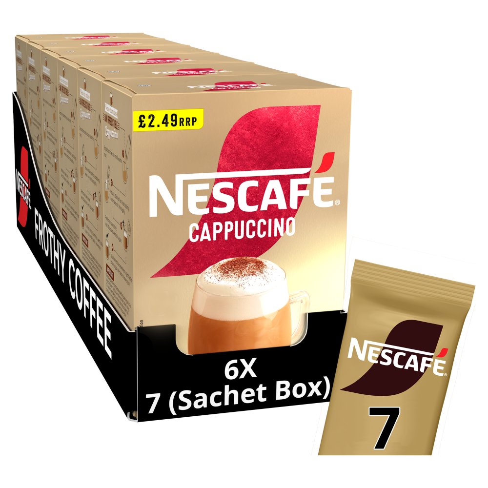 Nescafe Cappuccino Instant Coffee 7 x 15.5g Sachets PMP 7sac × 6 × 1