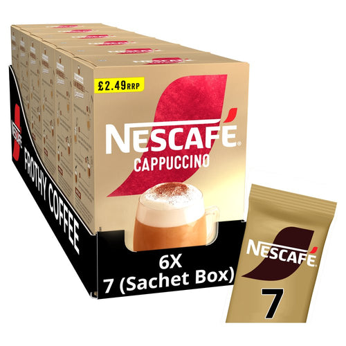 Nescafe Cappuccino Instant Coffee 7 x 15.5g Sachets PMP 7sac × 6 × 1